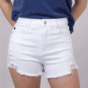 KanCan White Distressed Women Shorts
